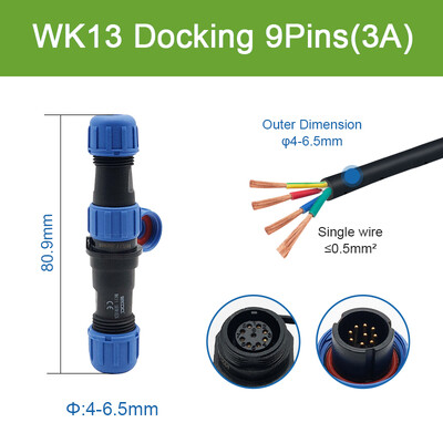 SP13 Водоустойчив конектор IP68 Авиационен щепсел Мъжки женски гнездо Комплект задна гайка Докинг електрически панел Инсталиране на 2/3/4/5/6/7/9 щифта