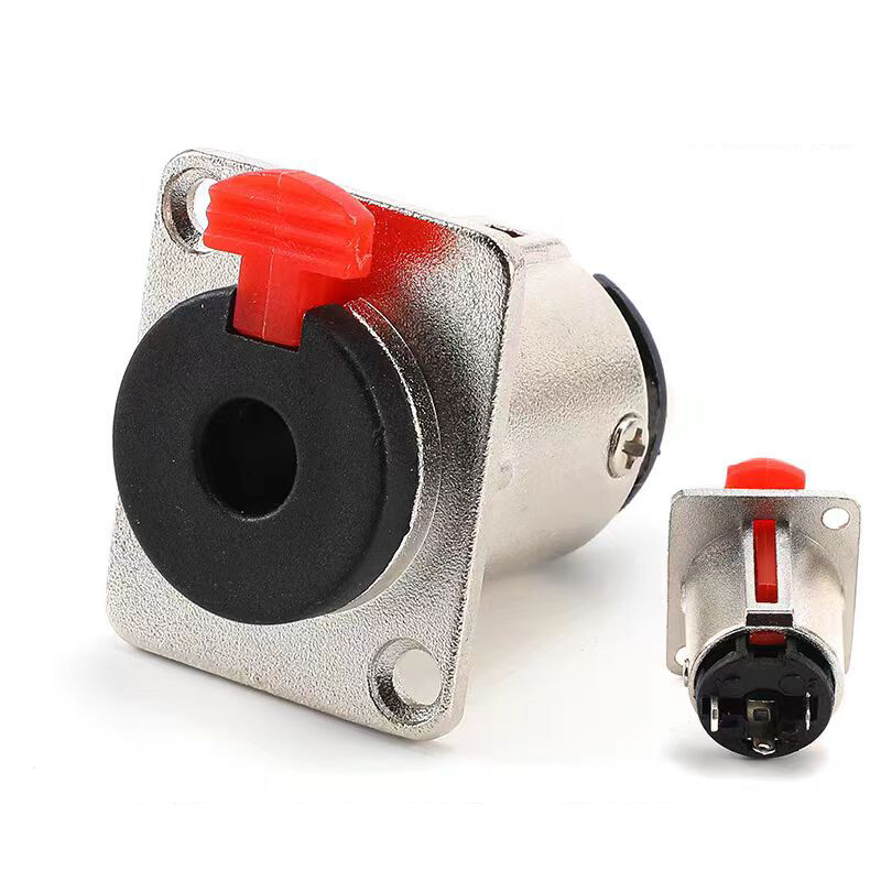 Гнездо за високоговорител Аудио жак 6,35 мм женски гнездо за монтаж на панел Xlr конектор със заключване Черни и сребристи цветове