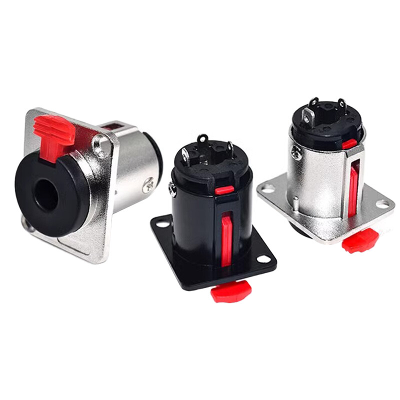 Гнездо за високоговорител Аудио жак 6,35 мм женски гнездо за монтаж на панел Xlr конектор със заключване Черни и сребристи цветове