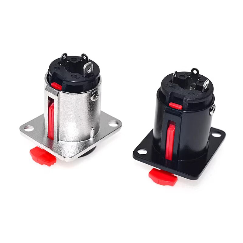 Гнездо за високоговорител Аудио жак 6,35 мм женски гнездо за монтаж на панел Xlr конектор със заключване Черни и сребристи цветове