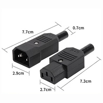 IEC ίσιο βύσμα βύσματος καλωδίου C13 C14 10A 250V Μαύρο θηλυκό&αρσενικό βύσμα Επανασύρματο βύσμα σύνδεσης ρεύματος 3 ακίδων Υποδοχή AC