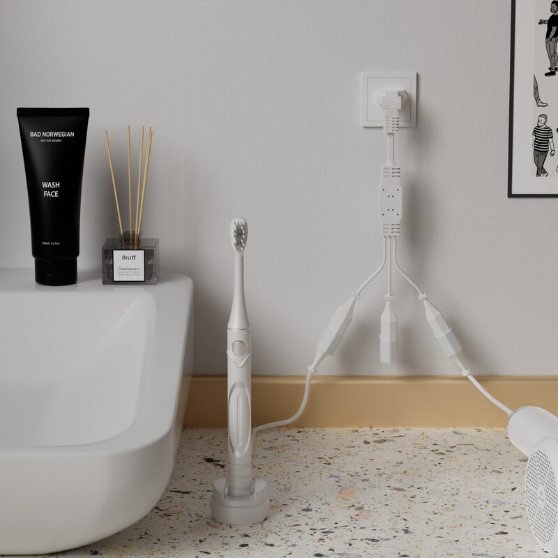 EU 90 stupnjeva muško-ženski produžni kabel za napajanje, 3 smjera AC utičnice za produžni kabel tipa C Razdjelni kabel za računalo