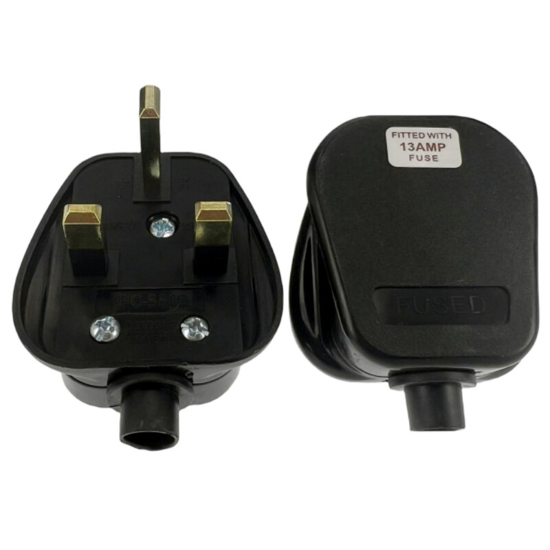 Бял, черен 3-щифтов щепсел за захранване в Обединеното кралство 13A 13 AMP Уред Захранващ контакт Адаптер за предпазител Домакински, 1 бр.