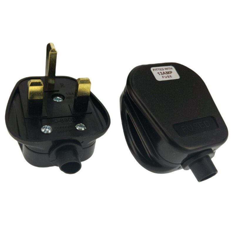 Бял, черен 3-щифтов щепсел за захранване в Обединеното кралство 13A 13 AMP Уред Захранващ контакт Адаптер за предпазител Домакински, 1 бр.