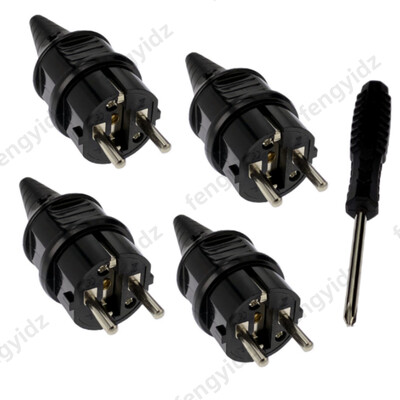 4 komada EU električni muški Schuko utikač AC adapter s odvijačem, 250 V vanjski utikač IP44 Francuska/Njemačka konektor Žični