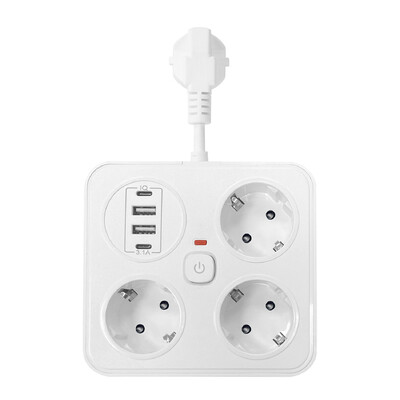 3 AC aljzat hosszabbító elosztó EU dugó USB töltő fali aljzat háztartási készülék elektromos aljzat