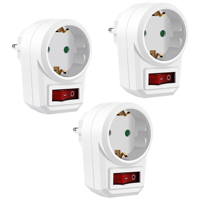 3 пакета ЕС захранващ адаптер с превключвател Европейски стандарт за захранване Немски адаптер Щепсел 250V 16A Удължителен щепсел за електрически контакт