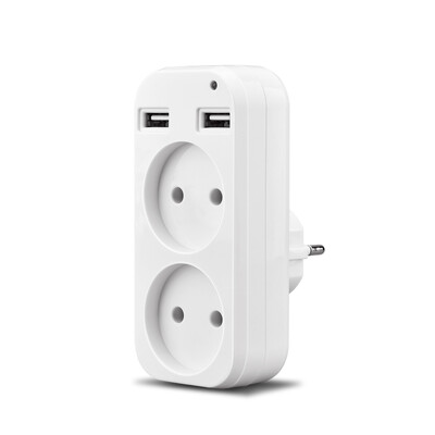 EU Plug Conversion utikač Višenamjenski produžni utičnica s 2 USB punjača Adapter s više utičnica za dom/ured Univerzalna utičnica