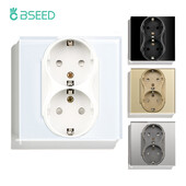 BSEED EU Standard Double Sockets Europe Dual Power Outlets 110-250V klaaspaneel valge must elektripistik Home Inprovement