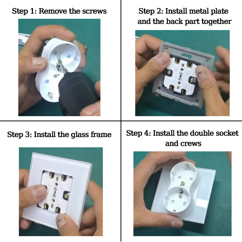 BSEED EU Standard Double Sockets Europe Dual Power Outlets 110-250V klaaspaneel valge must elektripistik Home Inprovement