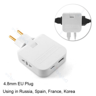 4 u 1 EU produžna utičnica s USB priključkom Španjolska Francuska Koreja Pretvarač električnih utičnica iz SAD-a u Euro Scokets AC utičnica