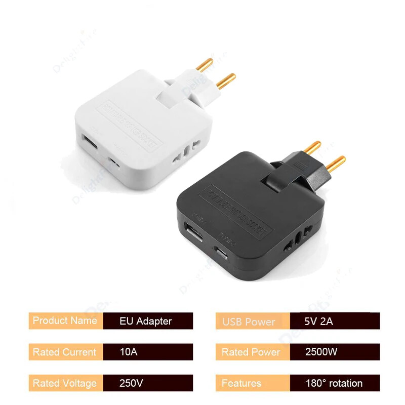 4 u 1 EU produžna utičnica s USB priključkom Španjolska Francuska Koreja Pretvarač električnih utičnica iz SAD-a u Euro Scokets AC utičnica