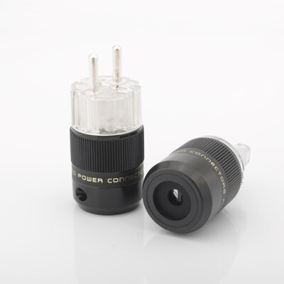 Висококачествен захранващ щепсел Schuko EU щепсел Hifi Европейски щепсел Мъжки щепсел Женски захранващ щепсел 24K позлатен родий сребърен HIFI diy