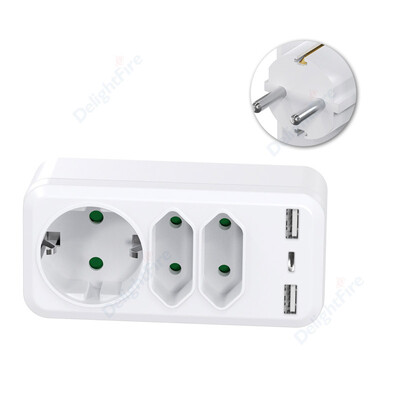 EU Socket AC Outlet USB портове за зареждане Euro Plug Extension Power Strip Стенен контакт Адаптер Преобразувател 4000 W Eletrical Socket