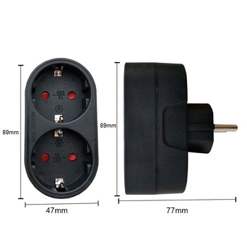 European Ground 1 to 2Way EU Schuko Стенен контакт Адаптер щепсел Корея Русия Удължител Power Outlet Converter Socket 3500W 16A 250V