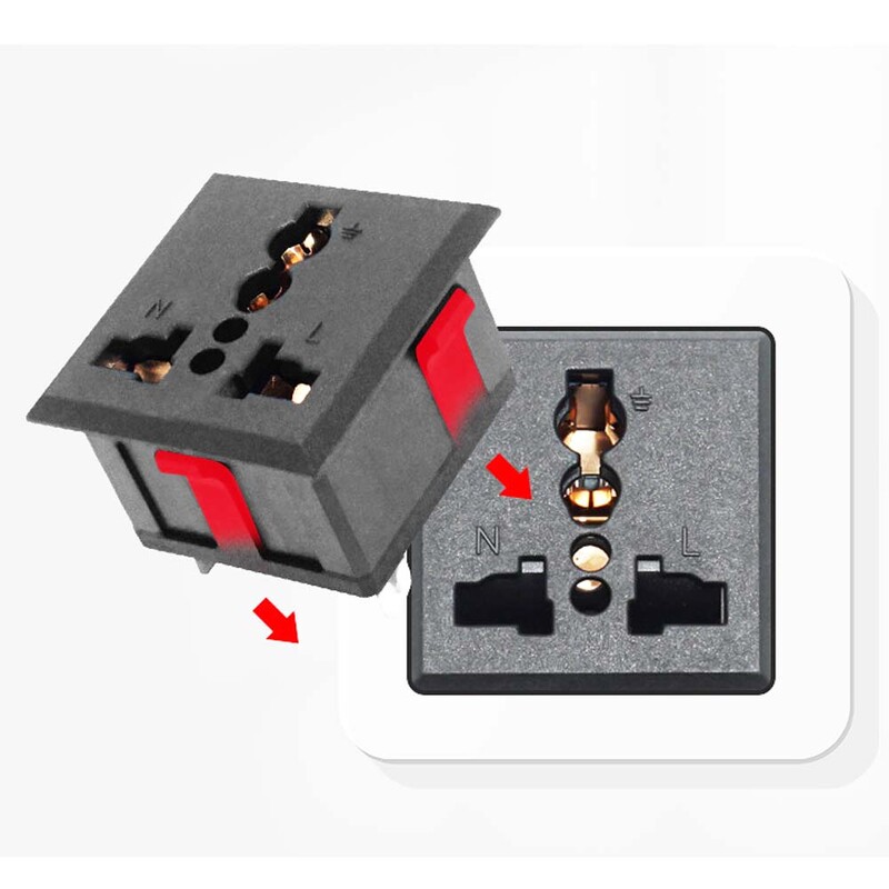 Universaalne USA Ühendkuningriik EL vahelduvvoolu toitepaneeli väljund Ameerika Jaapan Austraalia Briti Saksamaa Prantsusmaa Brasiilia vahelduvvoolu pistikupesa 13A vask