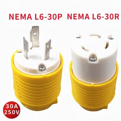 NEMA L6-30P L6-30R резервен въртящ се заключващ щепсел 30 Amp 250V щепсел за генератор за заваръчно оборудване ETL