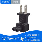 JORINDO 90 fokos US-C7 tápcsatlakozó Tápkábel adapter, derékszögű amerikai szabvány kéttűs csatlakozó IEC C5 konverterhez