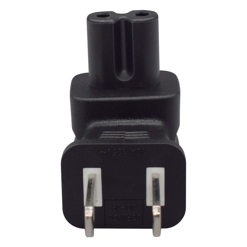 JORINDO 90 laipsnių JAV į C7 maitinimo kištukas Maitinimo kabelio adapteris, stačiakampis amerikietiškas standartinis dviejų kontaktų kištukas į IEC C5 keitiklį