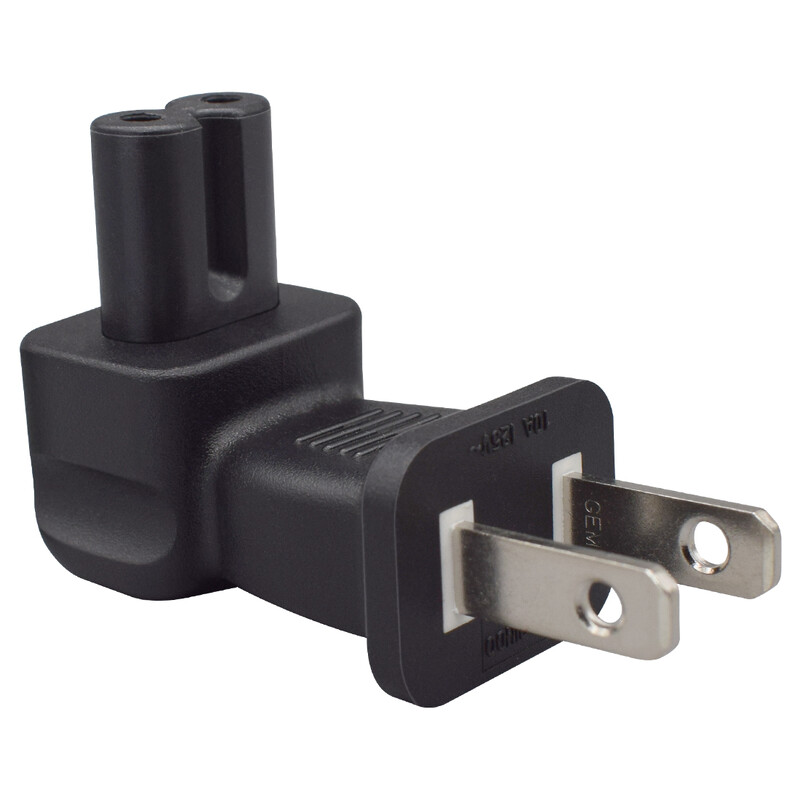 JORINDO 90 laipsnių JAV į C7 maitinimo kištukas Maitinimo kabelio adapteris, stačiakampis amerikietiškas standartinis dviejų kontaktų kištukas į IEC C5 keitiklį