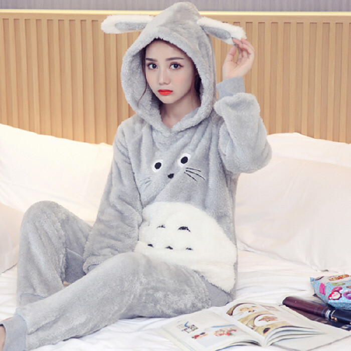 Pidžama od koraljnog baršuna za žene zima proljeće i jesen podebljana plus ženski set od baršuna s kapuljačom i dugim rukavima topli plišani komplet kućne odjeće