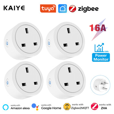 Tuya Zigbee pametna utičnica 16A UK utičnica s monitorom energije Smart Life APP Timer Gateway Control za Alexa Google Home