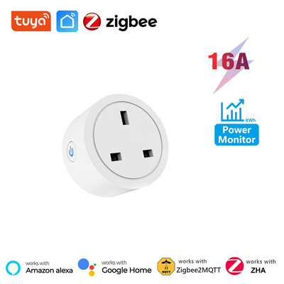 Tuya Zigbee pametna utičnica 16A UK utičnica s monitorom energije Smart Life APP Timer Gateway Control za Alexa Google Home