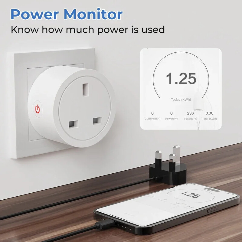 Tuya Zigbee pametna utičnica 16A UK utičnica s monitorom energije Smart Life APP Timer Gateway Control za Alexa Google Home