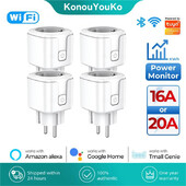 Tuya Wifi Smart Plug 16A 20A EU pametna utičnica s funkcijom mjerača vremena Monitora napajanja Daljinski upravljač aplikacije radi s Alexa Google Home