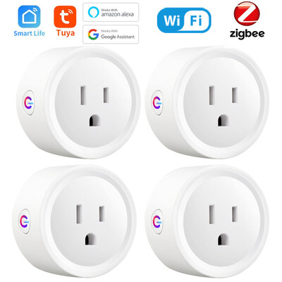 Tuya WIFI / Zigbee US Socket Smart Plug 10A/16A/20A Smart Life Remote Voice Control Timing Outlet Работа с Google Home Alexa