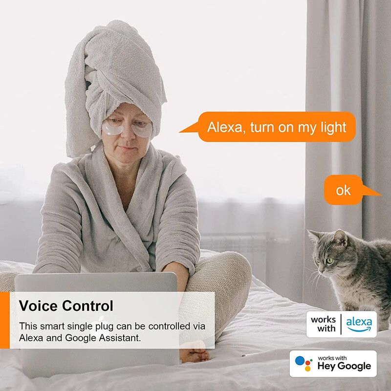 16A/20A Tuya WiFi Smart EU spraudņa ligzda, tālvadības pults spraudnis Alexa Google Yandex Alice, enerģijas jaudas vatmetra skaitītāja monitors