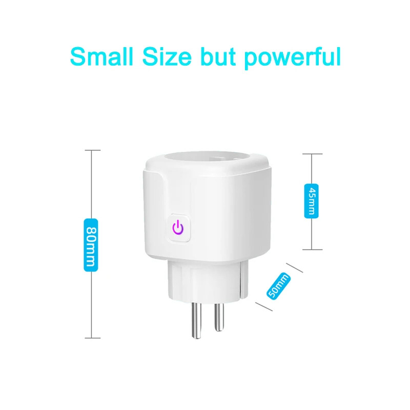 16A/20A Tuya WiFi Smart EU spraudņa ligzda, tālvadības pults spraudnis Alexa Google Yandex Alice, enerģijas jaudas vatmetra skaitītāja monitors