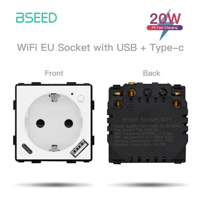 BSEED EU standard Wifi utičnica Funkcija pametnog utikača Samo dio Power Monitor Timing Smart Home Alexa Voice Control Bule Backlight