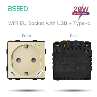 BSEED EU standard Wifi utičnica Funkcija pametnog utikača Samo dio Power Monitor Timing Smart Home Alexa Voice Control Bule Backlight