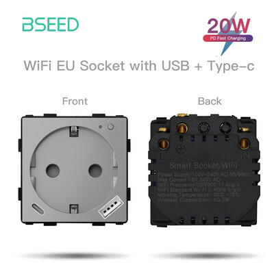 BSEED EU standard Wifi utičnica Funkcija pametnog utikača Samo dio Power Monitor Timing Smart Home Alexa Voice Control Bule Backlight