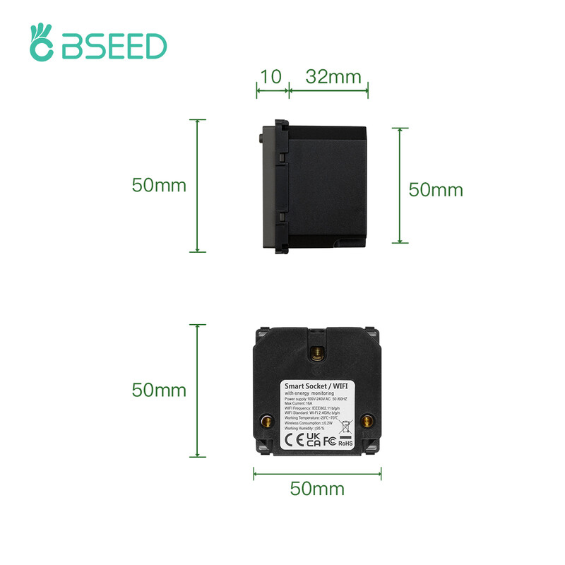 BSEED EU standard Wifi utičnica Funkcija pametnog utikača Samo dio Power Monitor Timing Smart Home Alexa Voice Control Bule Backlight