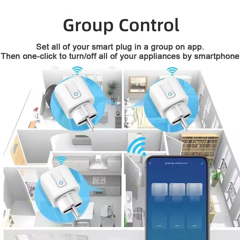 Smart Plug WiFi utičnica EU 16A/20A s funkcijom nadzora napajanja Tuya Smart Life APP Control radi s Alexa Google Home