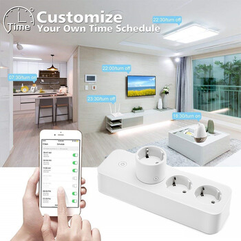 Tuya WiFi Smart Power Strip Έξυπνη πρίζα EU Plug with Power Monitor Οικιακές συσκευές Πρίζα χρονοδιακόπτη για Alexa Google SmartThings