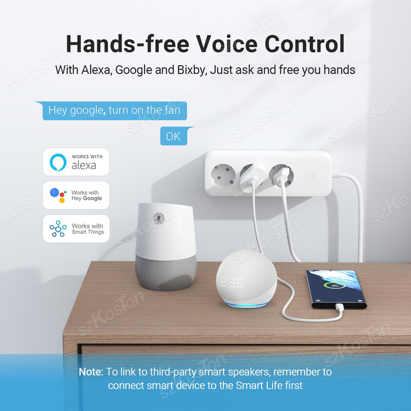 Tuya WiFi Smart Power Strip EU Plug Smart Socket with Power Monitor Kućanski aparati Timer Utičnica za Alexa Google SmartThings