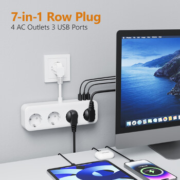 Πολύπριζο Multi Electric Socket με 3 πρίζες USB 3/4 AC Multiple Socket Adapter 3840W 16A Surge Protector Βύσμα τοίχου για το σπίτι