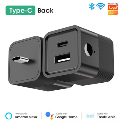Tuya WiFi Smart TypeC USB adaptera slēdzis 2 vienā Mini USB barošanas adaptera lādētājs Spraudnis Laika balss vadība darbojas ar Alexa Google
