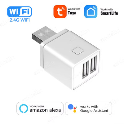 Tuya WiFi Smart TypeC USB adaptera slēdzis 2 vienā Mini USB barošanas adaptera lādētājs Spraudnis Laika balss vadība darbojas ar Alexa Google