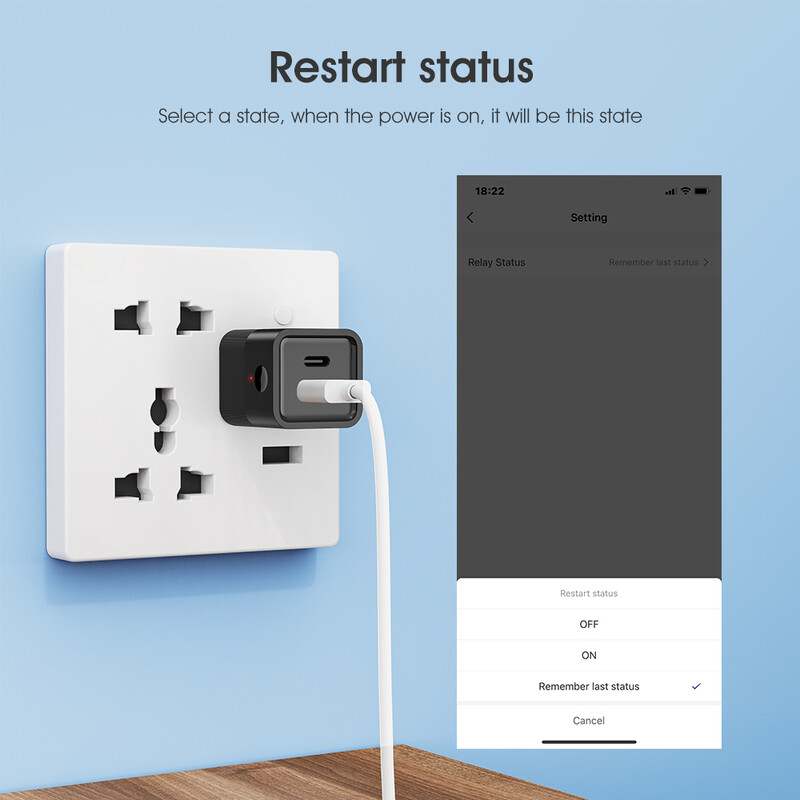 Tuya WiFi Smart TypeC USB adaptera slēdzis 2 vienā Mini USB barošanas adaptera lādētājs Spraudnis Laika balss vadība darbojas ar Alexa Google