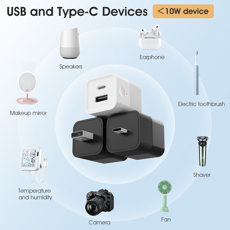 Tuya WiFi Smart TypeC USB adaptera slēdzis 2 vienā Mini USB barošanas adaptera lādētājs Spraudnis Laika balss vadība darbojas ar Alexa Google