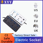 Електрически контакт Универсален щепсел ЕС САЩ UK Изход Захранващ разклонител 1,8 м Удължителен кабел Тип C USB порт Зареждане AC захранване Многократно натискане