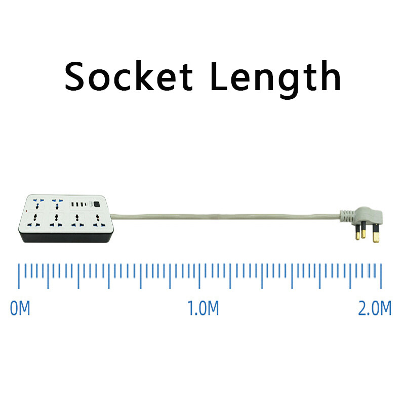 Електрически контакт Универсален щепсел ЕС САЩ UK Изход Захранващ разклонител 1,8 м Удължителен кабел Тип C USB порт Зареждане AC захранване Многократно натискане