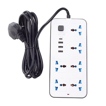 Πρίζα Universal Multi Tap Power EU UK US Πολύπριζο ρεύματος με καλώδιο επέκτασης AC Τύπος C Ηλεκτρική πρίζα φόρτισης θύρας USB