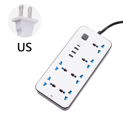 Захранване Multi Tap Универсален щепсел EU UK US изход Захранващ разклонител с 1,8 m удължител AC Тип C USB порт Зареждане Електрически контакт