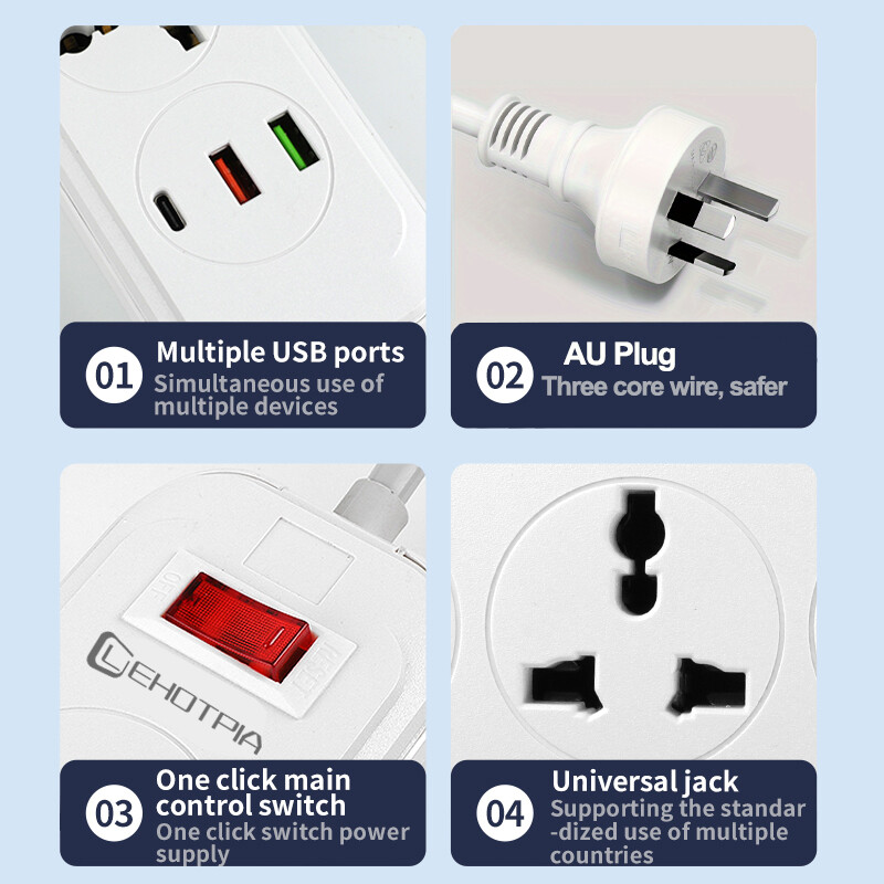 AU utikač AC utičnica Univerzalni razvodnik Električni produžni kabel Multiprise mrežni filtar s PD priključcima USB priključci Punjenje