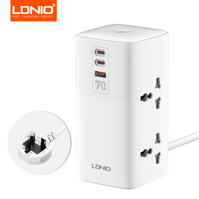 LDNIO Tower Power Strip Multi pistikupesad 70 W tüüpi C 2M pikenduskaabliga EU UK USA pistiku vertikaalse pistikupesa ülepingekaitse